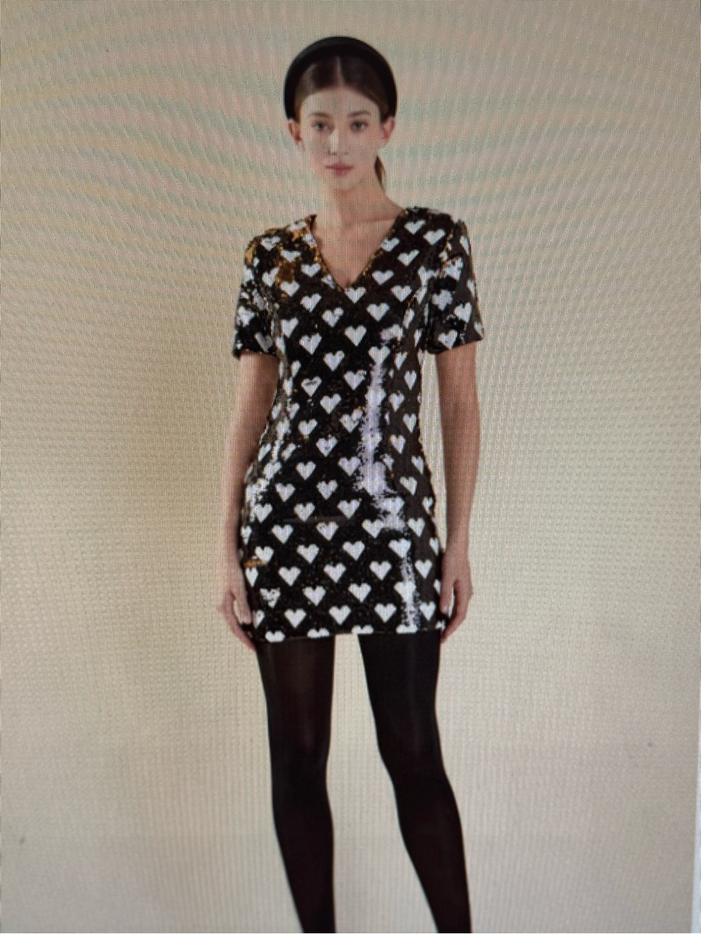 Endless Rose Black Sequin Heart V-Neck Mini Dress